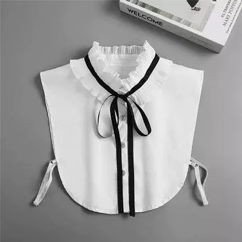 Cotton Shirt Fake Collar Tie Women Fashion Ladies Bowknots Detachable False Collar Lapel Blouse Top Half Shirt Clothes Accessory