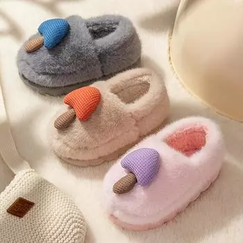 cotton shoes autumn and winter boys and girls cute indoor home shoes non-slip medium and older bags and cotton slippers custom 16-17 [Shoe inner length 16cm] бежевый