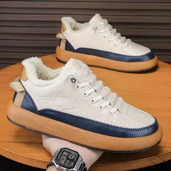 Cotton shoes board shoes men s new Korean version trend sports casual black board shoes men s fashion versatile platform trendy shoes 39 бежевый