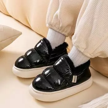 cotton shoes, boys and girls wear waterproof, non-slip, warm and velvet indoors and outdoors in winter cotton shoes 16-17 (shoe inner length 16cm) чёрный