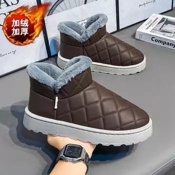 Cotton shoes men s new winter snow boots men s piled thickened warm versatile thick-soled short boots non-slip fluffy boots 40 чёрный