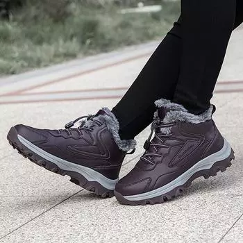 Cotton shoes the elderly shoes men and women leather shoes mother shoes hiking shoes father shoes autumn and winter velvet outdoor sports shoes 36