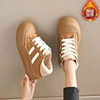 Cotton shoes women can step on two wear pregnant women s velvet sports board shoes women s 2024 winter lamb wool warm thick-soled snow boots 35 хаки