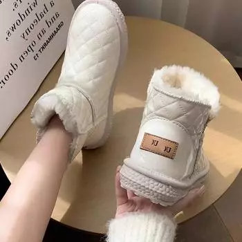 Cotton shoes women s waterproof foreign gas thickened new non-slip and versatile winter snow boots women s velvet shoes are warm and comfortable 35