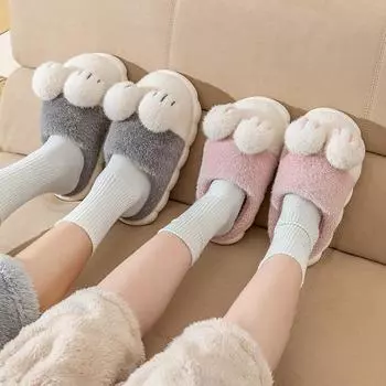 Cotton slippers autumn and winter women s couple slippers home confinement shoes cute plush slippers men s 36-37 (suitable for sizes 35-36) жёлтый