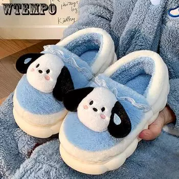 Cotton Slippers for Women In Winter with Thick Soles and Anti Slip Insulation for Home Use 36-37 чёрный