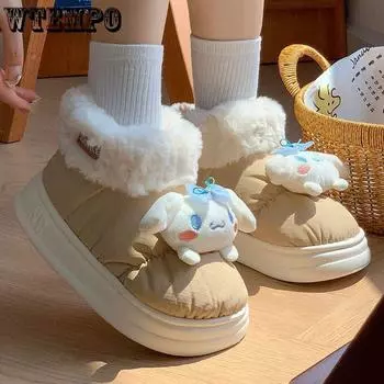 Cotton Slippers for Women Winter Bag with High Heel Indoor and Home Warm Shoes with Plush Cotton Shoes Women s Outdoor Winter Style 36-37