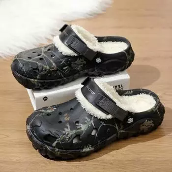 Cotton slippers men s winter 2024 new home thick-soled velvet thermal cotton shoes EVA stepping on shit-feeling bag head cotton shoes 40