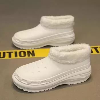 Хлопковые тапочки мужские зимние парные тапочки для наступания на дерьмо ощущение дома в помещении бархатная сумка и теплая водонепроницаемая хлопковая обувь шерстяные тапочки 36/37 белый