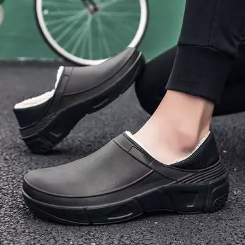 Cotton slippers men s winter trend outer wear men s warm father slippers waterproof and non-slip household bag head elderly cotton shoes 39 белый