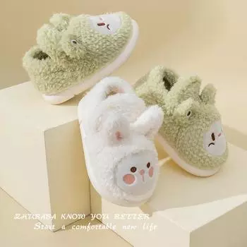 cotton slippers winter girl slippers bag heel cute boy cotton shoes parent-child home baby indoor shoes 14-15 [Shoe inner length 14cm]