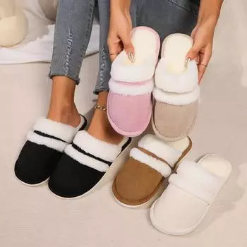 Cotton Slippers Women Men Plush Cotton Slippers Home Warm Anti Slip Soft Bottom Floor Comfort Slipper Chanclas Mujer2025 35-36