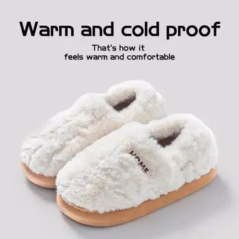 Cotton Slippers Women s Winter Bag Heel Home Warm and Non Slip Plush Cotton Shoes for Men Wearing Outside 40-41