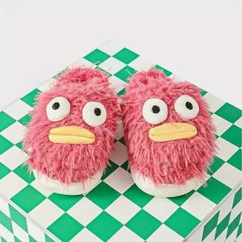 Cotton slippers women s winter home cute funny cartoon fluffy shoes couple warm indoor soft-soled slippers men зелёный