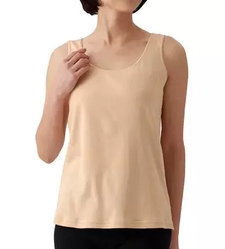 cotton smooth tank top beige M 100%