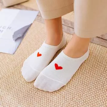 Cotton Socks Heart Silicone Ankle Socks Breathable Women Cute Boat socks Invisible socks Non-Slip Jewelry Accessory хаки