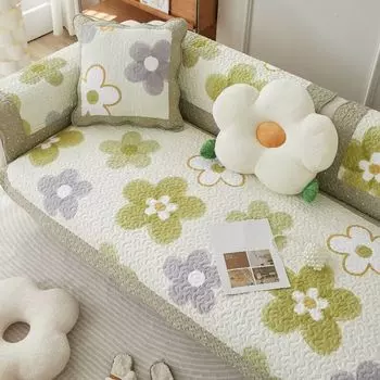 Cotton Sofa Cushion All Year Round Neutral Pure Cotton Minimalist Non-Slip Cushion Fabric All-Inclusive Spring New Arrival Sofa Cover Cranberry [100% Cotton] 70 * 70cm