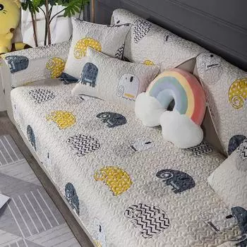 Cotton Sofa Cushion All Year Round Neutral Non Slip Minimalist Sofa Cover Cloth Little Fresh Cute Scandinavian Pure Cotton Cushion All-inclusive 45*45 pillow case (no core)