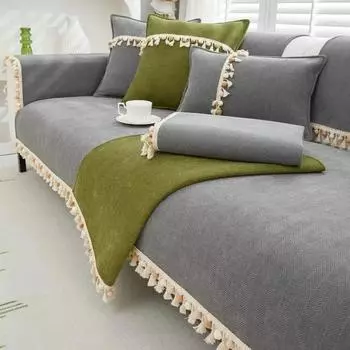 Cotton Sofa Mat with Backrest Non Slip Dustproof Solid Skin Friendly Minimalist Modern Home Living Room Decoration cover 70x70cm 1pcs