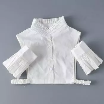 Хлопковый воротник-стойка для женщин и мужских костюмов, повседневная рубашка со съемным воротником, женская блузка, топы, свитер, набор с поддельными манжетами