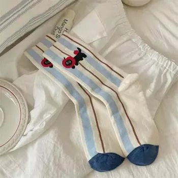 Cotton Striped Socks Cartoon Long Socks Cute Women Socks Striped