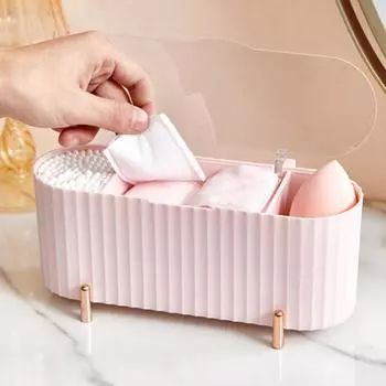 Cotton Swab Organizer Holder Cotton Pad Storage Box Transparent Remover Paper Makeup Desktop Tool Jewelry Case Container зелёный