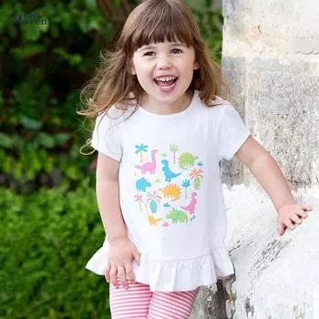 Футболка из хлопка для девочек, хлопковая футболка, летняя, новая, симпатичная, детская, ветровка, футболка с коротким рукавом для девочек 90cm