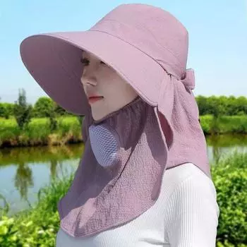Cotton Tea Picking Hat Women Sun Protection Hat High-End Sun Protection Hat UV-Proof Middle-Aged and Elderly Hat Sun Hat Dry Farm Work Lotus root powder Default Size