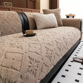 Cotton Velvet Leather Sofa Cushion Winter Light Luxury Advanced Sense Plush Cushion 2024 New Sofa Cover Cloth 70x70cm