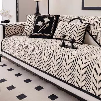 Cotton velvet sofa cover living room thickened plush sofa cushion winter non-slip warm soft cushion winter sofa protection cover 70x70