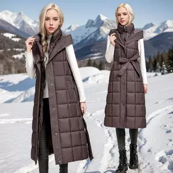 Cotton vest autumn and winter fashion waist thin warm sleeveless cotton clothes lace-up cotton vest L [Recommended below 55kg] чёрный