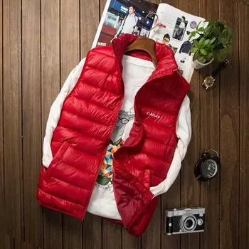 Cotton vest men s autumn and winter new men s cotton vest green couple vest men s large size horse padded cotton clothes tide S красный