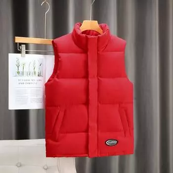 Cotton vest men s autumn and winter large size trendy coat warm down cotton vest sleeveless handsome thickened vest men M красный