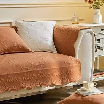 Cotton Washed Sofa Cushion Non-Slip Fabric Pure Cotton All Year Round Neutral Retro Affordable Luxury Sofa Towel Sofa Cover Cushion Yao mist flow Jade-dirty orange 70 * 70cm