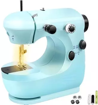 Cotumued Швейная машина Ручная швейная машина для начинающих Популярная японская Портативная Ежедневная Ручная Швейная Электронная швейная машина Электрическая блокировка Компактная синий