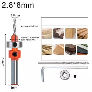Counterbore Drill Bit Woodworking Adjustable Hole Opener Milling Cutter With Limiter Twists Drill Step Drill Installation Tool