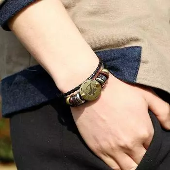 Браслет для пар Изысканный узор Износостойкий браслет из искусственной кожи созвездия с многослойной плетеной веревкой 21cm Cancer