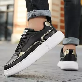 Couple Casual Sports Board Shoes Fashionable Versatile Wear-resistant Color Blocked Men s and Women s Casual Shoes Plus Size 45 36 чёрный