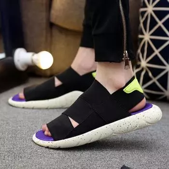 Couple drag sandals men s sports casual summer sandals wild open toe youth beach shoes zapatos hombre azul H919 36 чёрный