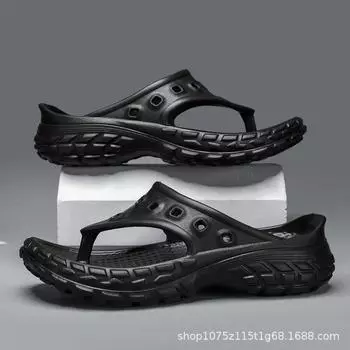 Couple flip-flops soft elastic EVA casual trend outdoor non-slip wear-resistant beach comfortable and fashionable 36-37 чёрный