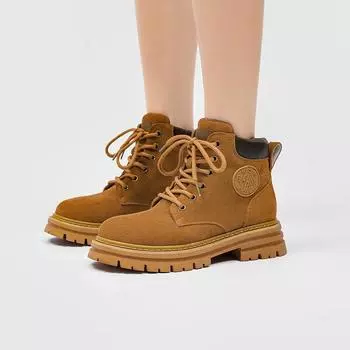 Couple Martin Boots Leather Trendy Boots Classic Lace-Up Rhubarb Boots Men S Tooling Boots Short Boots 38 коричневый