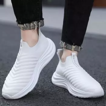 Couple model one-pedal little white shoes 2025 spring new lightweight men s shoes flying woven breathable sports and leisure shoes men 36 чёрный