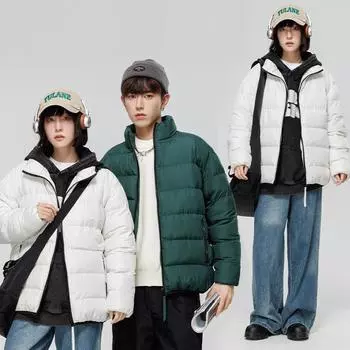 Couple Padded Jacket, New Autumn and Winter Men s Padded Jacket, Trendy Padded Jacket, Men s Thickened Jacket, Men s and Women s Jackets S белый
