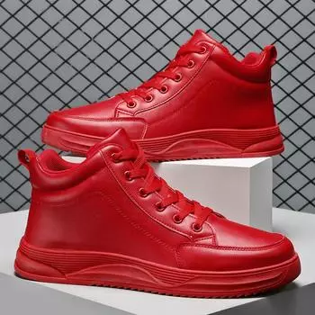 Couple Red Men Casual Sneakers Fashion High top Men Shoes Big Size 46 Hip Hop Streetwear Skateboard Shoes Men Platform Footwear 37