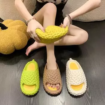 Couple s casual cartoon durian slippers summer new soft soled women s slippers men s outdoor wear home anti slip slippers 36-37 жёлтый
