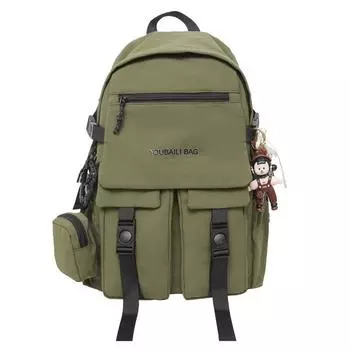 Couple s Lightweight Backpack Travel Large Capacity Backpack Student Schoolbag with Coin Purse зелёный