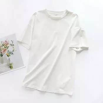 Couple Short-Sleeved Large Size Loose Undershirt Men s Combed Cotton White 3XL