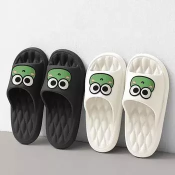 Couple Slippers Funny Animal Flog Slippers Female Comfort Breathable EVA Slides Indoor Bathroom Waterproof Slippers 36-37 белый