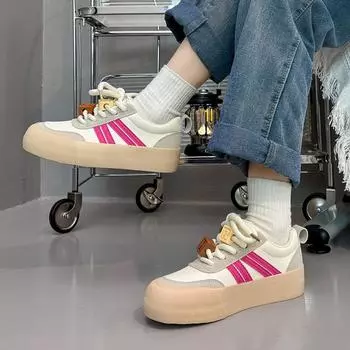 Парные повседневные дышащие парусиновые туфли 35 бежевый/чёрный