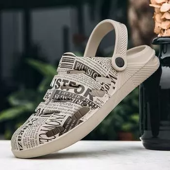 Couple thick-soled hole shoes, men s and women s summer outer wear bag head cool slippers, one pedal two wear non-slip casual beach shoes 36